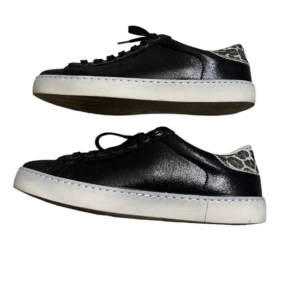 Victoria Leather Black Metallic Leopard Sneakers Sz 39 US 8 Made in Spain - Picture 6 of 7